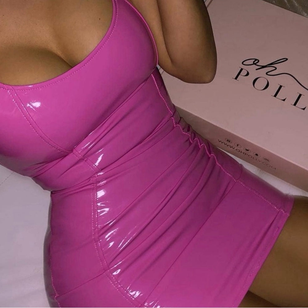Oh Polly Pink Latex Dress- US size 4, UK size 8